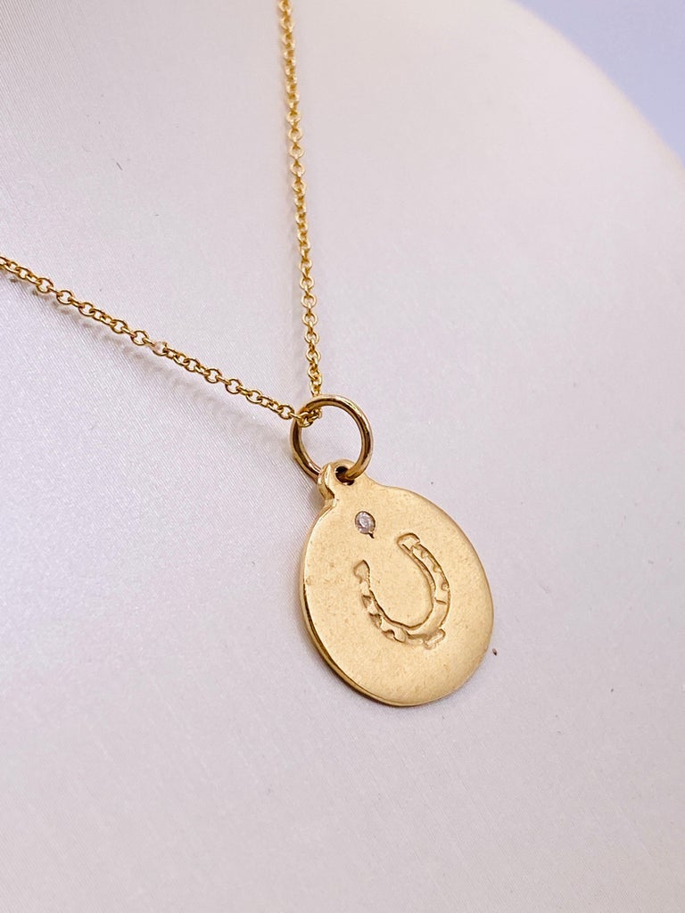 Diamond Horseshoe Pendant Necklace For Sale at 1stDibs