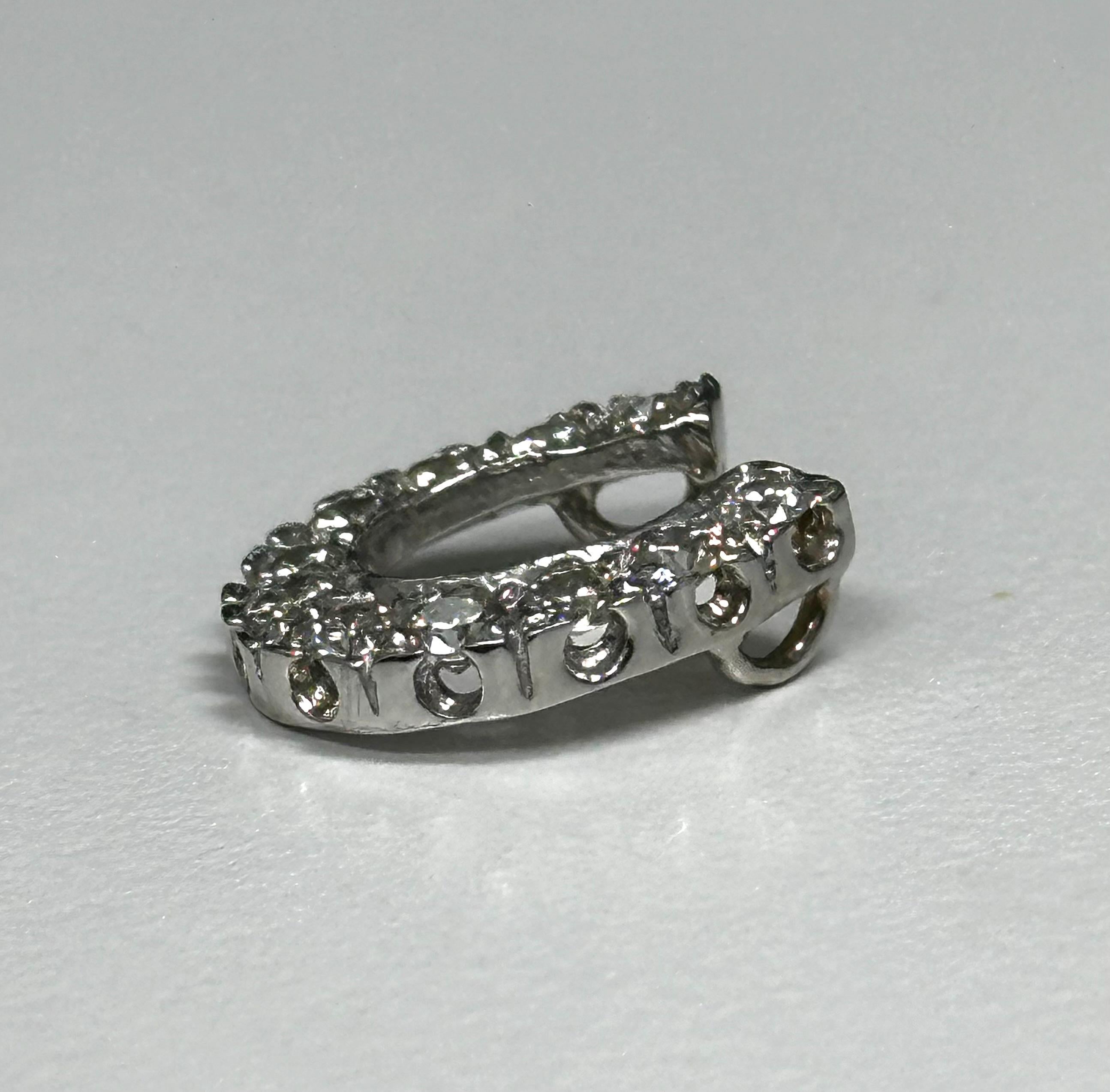 Contemporary Diamond Horseshoe Pendant Necklace in White Gold For Sale