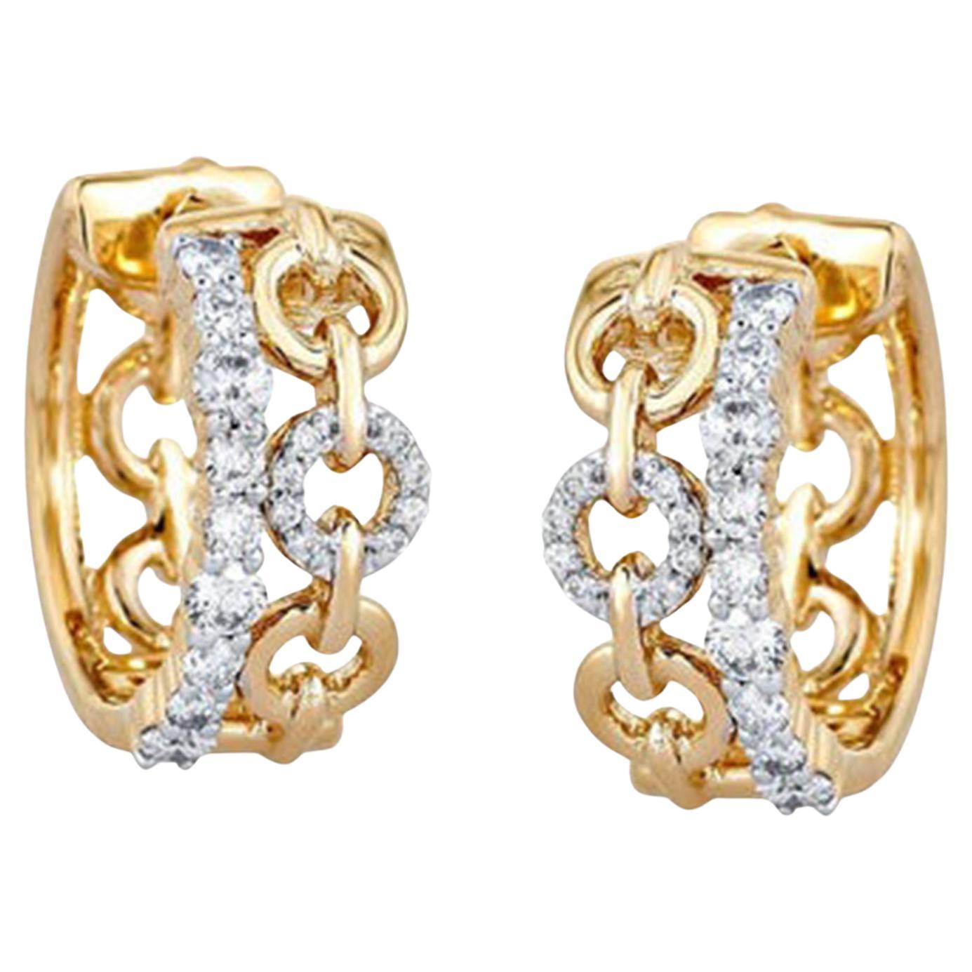 Diamond Huggie 14K (or 18k upon request) Yellow Gold Bezel Set Hoop Earrings