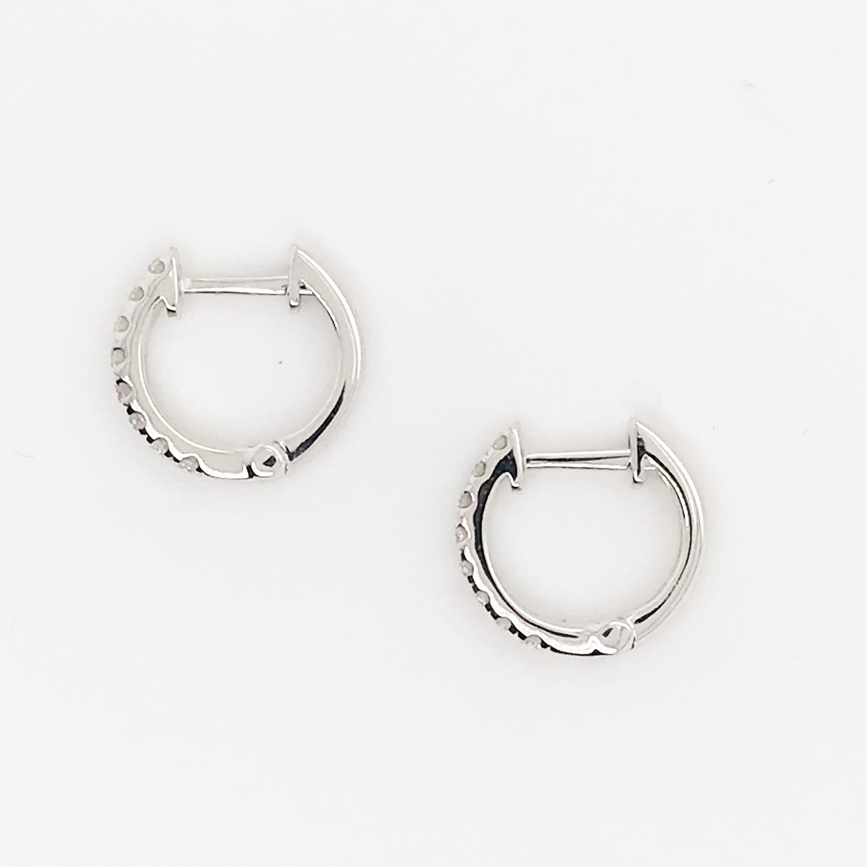 Modern Diamond Huggie Earrings 1/4 Carat 14K Gold 0.25 Ct Diamond Huggies Mini Hoops