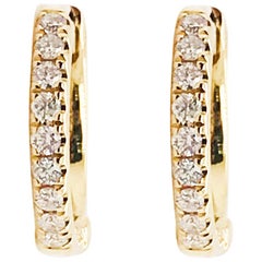 Diamant Huggie-Ohrringe 14 Karat Gold .15 Karat Diamant-Mini-Creolen mit Diamanten Huggies