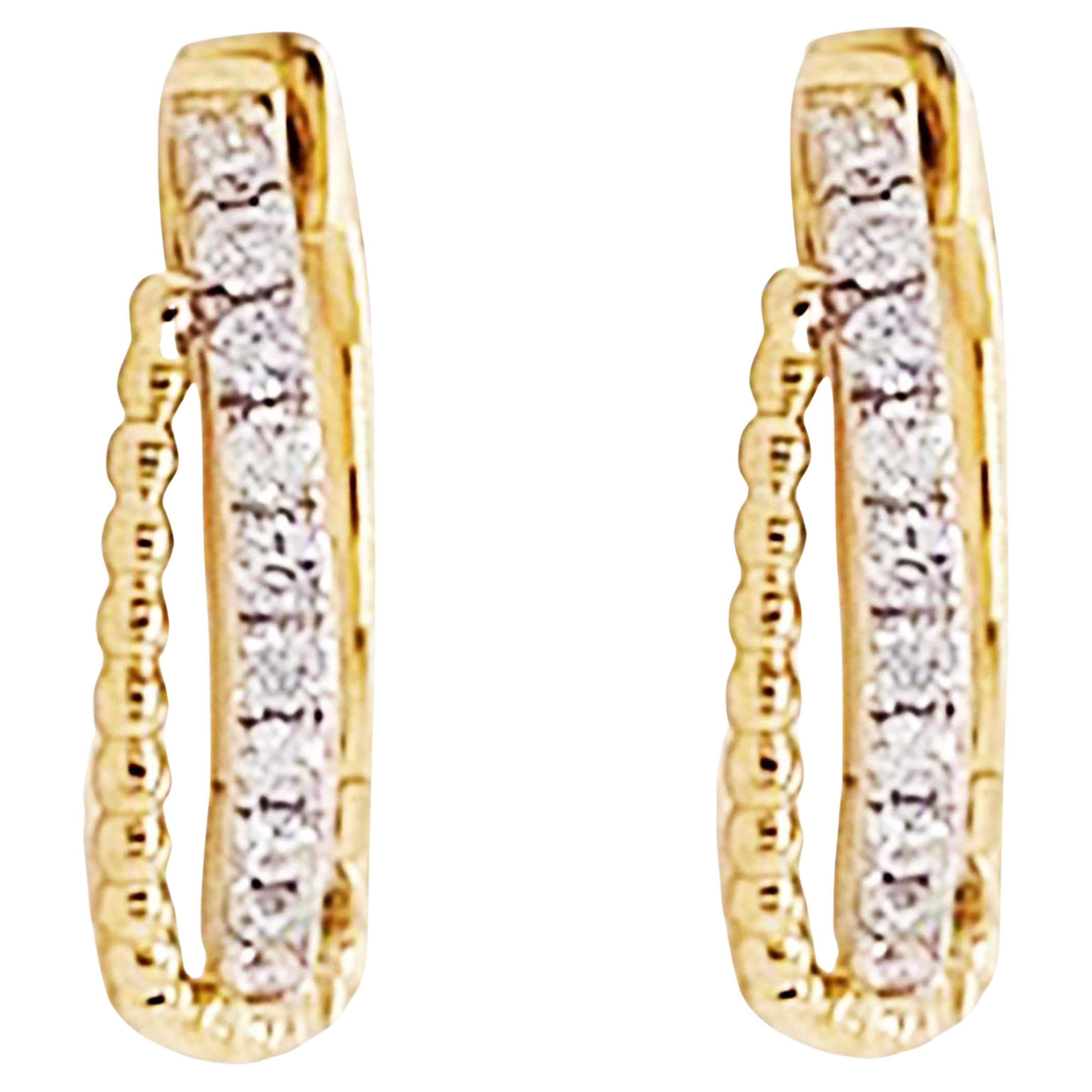 Diamant-Diamant-Huggie-Ohrringe 14K Gold Perlen-Twist-Diamant-Ohrringe Mini-Creolen