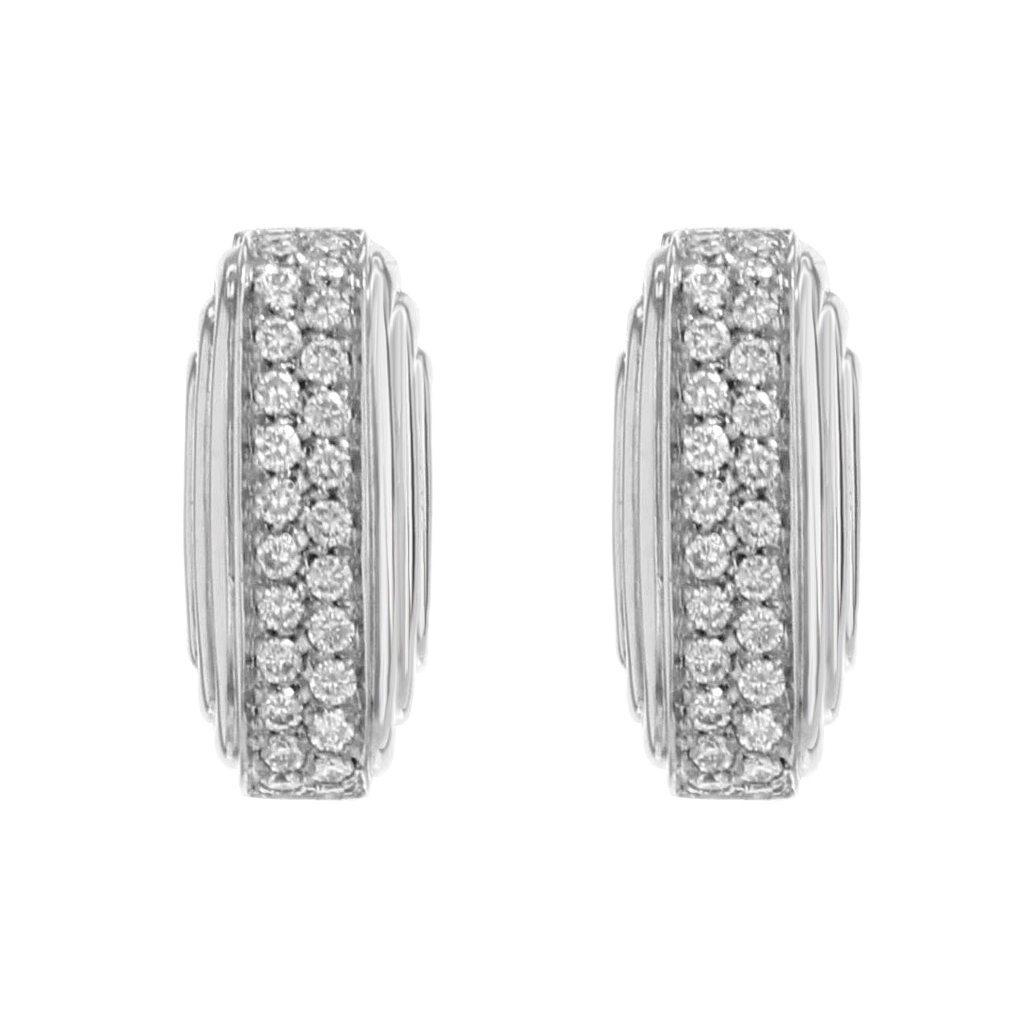 Diamond Huggie Earrings 18 Karat White Gold 0.68 Carat In Excellent Condition In New York, NY