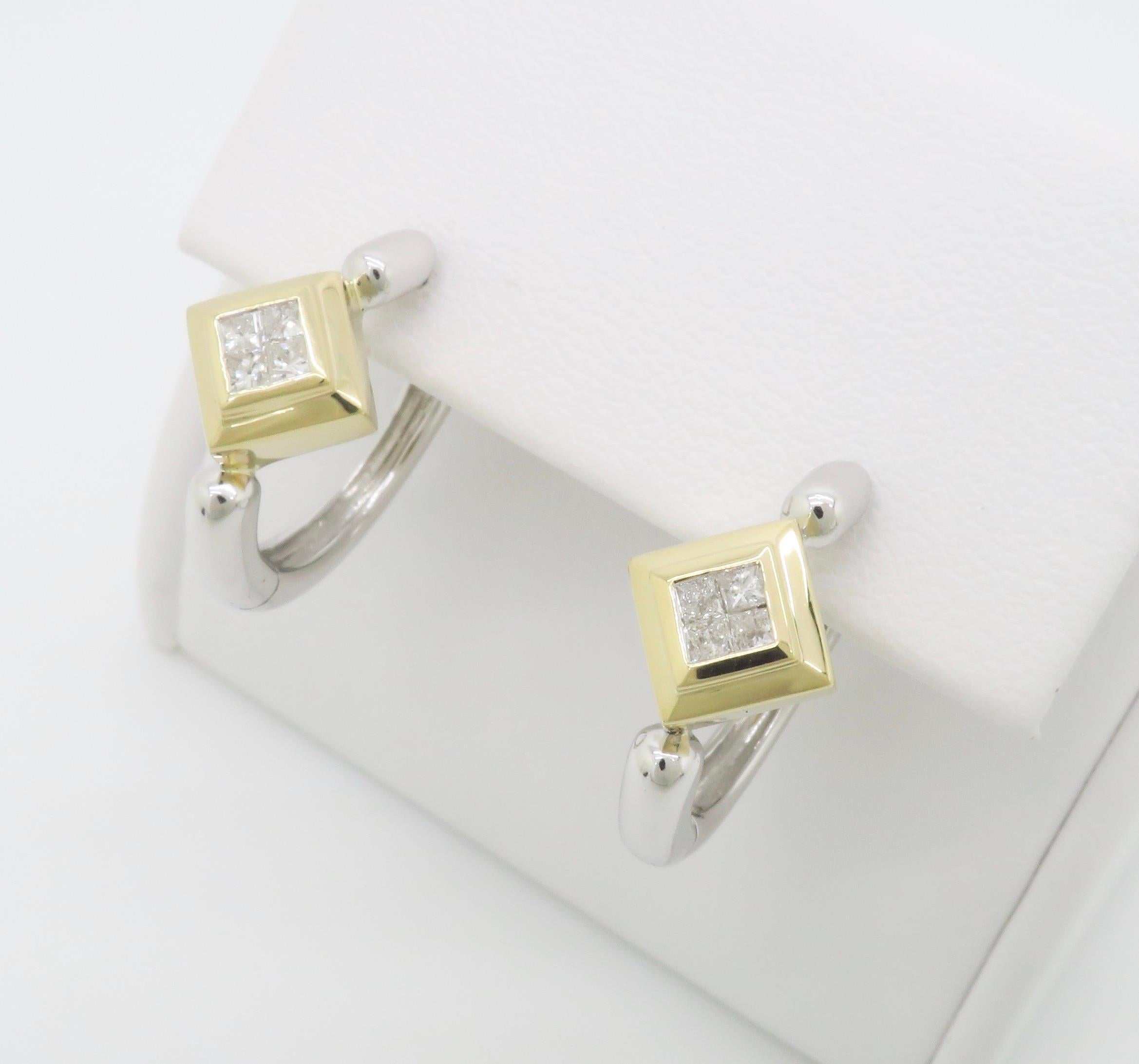 Diamond Huggie Earrings In Excellent Condition For Sale In Webster, NY