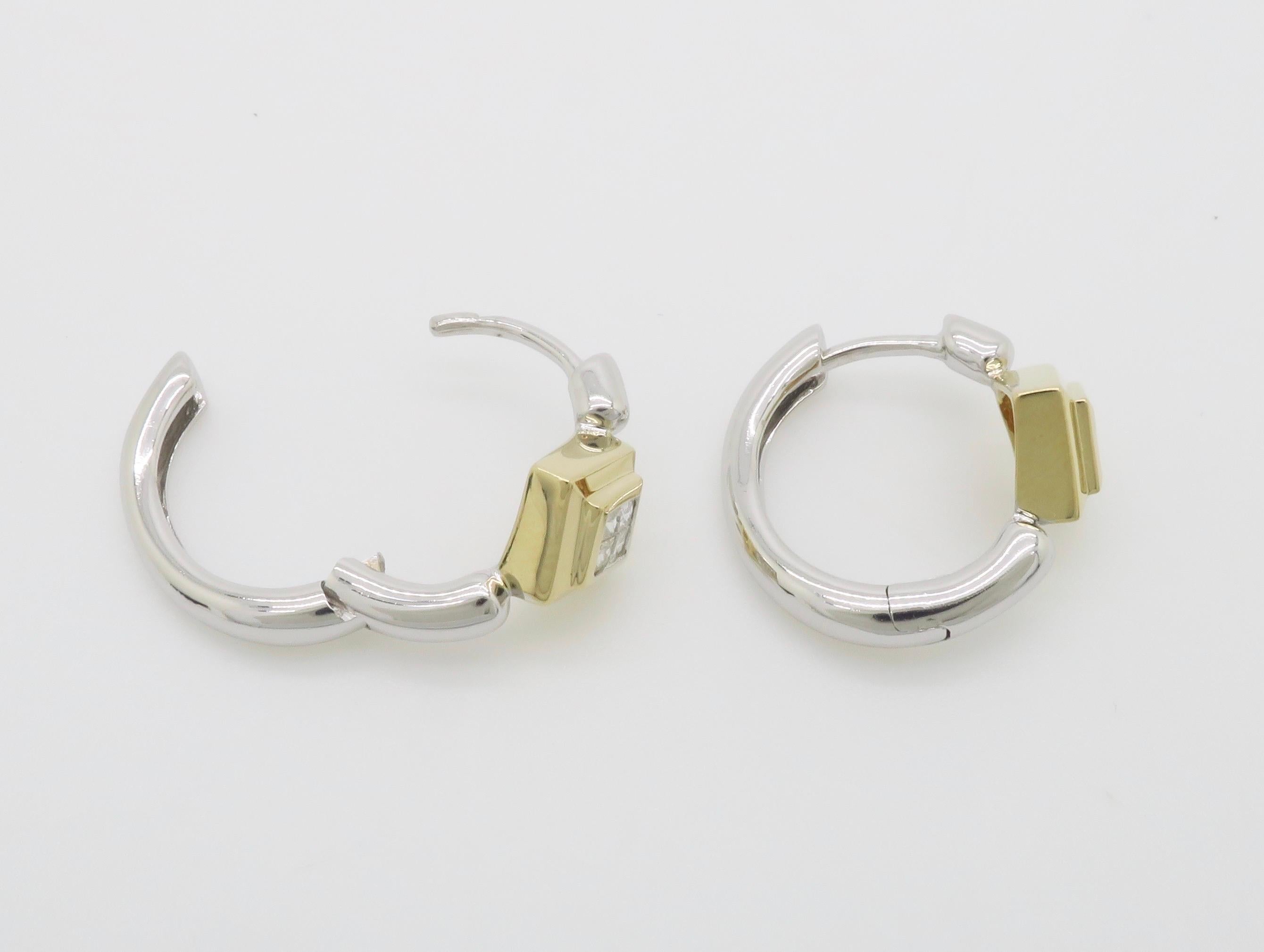 Women's or Men's Diamond Huggie Earrings For Sale
