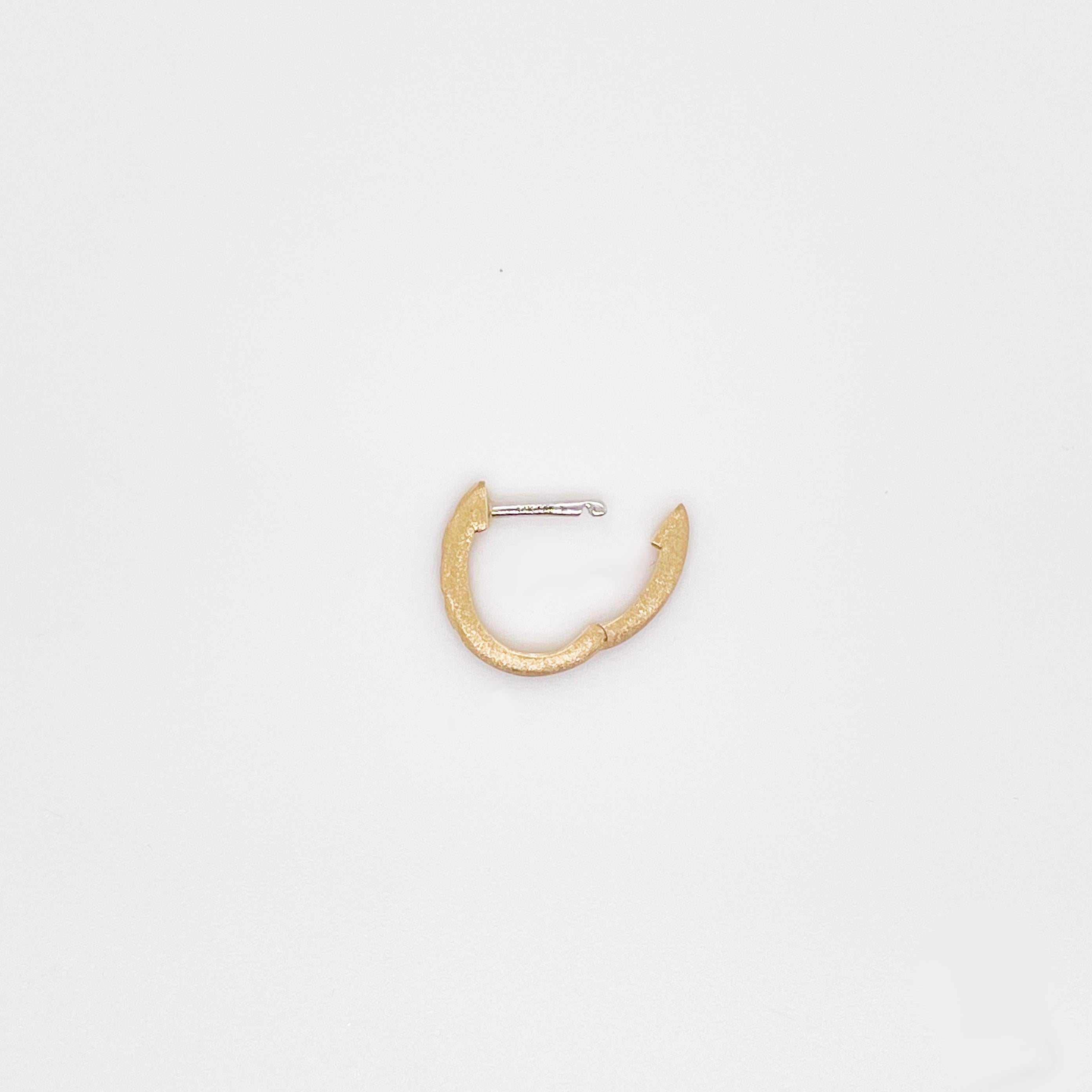Round Cut Diamond Huggie Earrings in 14K Yellow Gold Satin Finish .02 ct Diamond Earrings For Sale