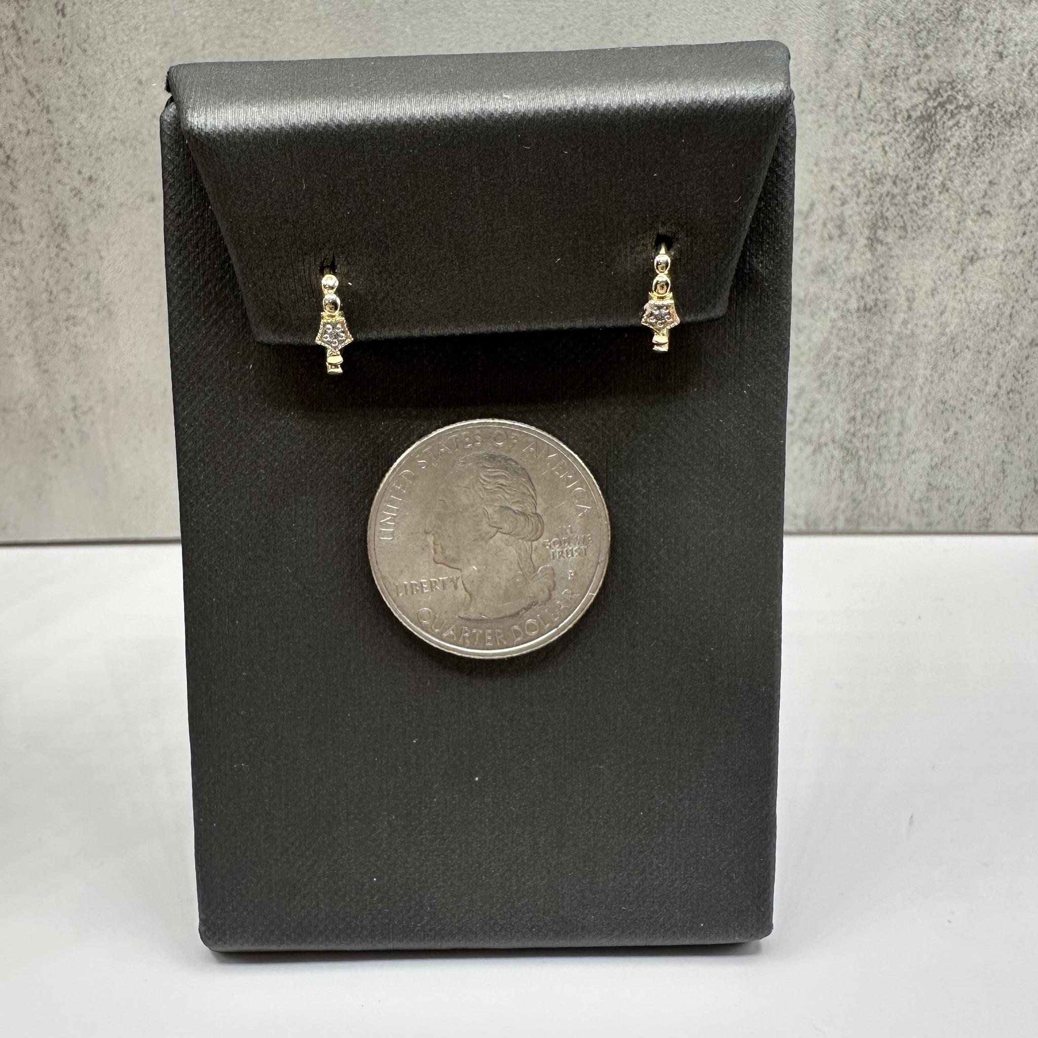 Diamond Huggie Earrings in 14kt Yellow Gold - 0.03ctw GH SI, 11.4mm, New In New Condition For Sale In West Hempstead, NY