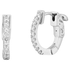 Diamond Huggie Hoop Earrings in 14K White Gold, 0.41 Carats