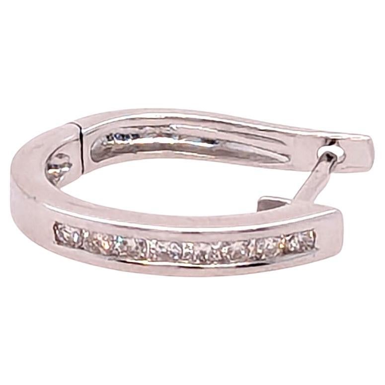 Diamond Huggie Hoop Single Earring 14K White Gold .15ct Mined Diamonds