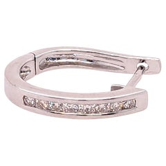 Diamond Huggie Hoop Single Earring 14K White Gold .15ct Mined Diamonds