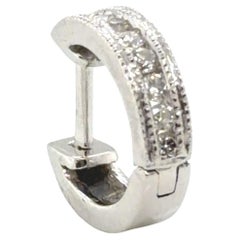 Diamond Huggie Hoop Single Earring 14K White Gold .20ct Mined Diamonds