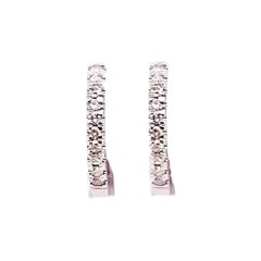 Orecchini a cerchio con diamante da 12 mm in oro bianco 14 carati Piccoli orecchini a pila