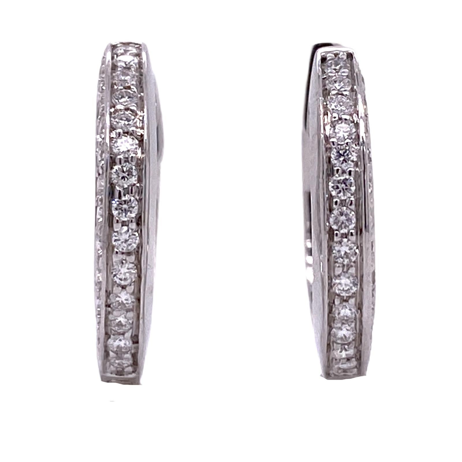 Modern Diamond Huggie In and Out Hoop Earrings 18 Karat White Gold