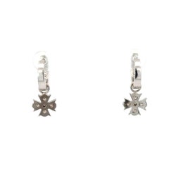 Diamond Huggies with Diamond Cross Dangles White Gold