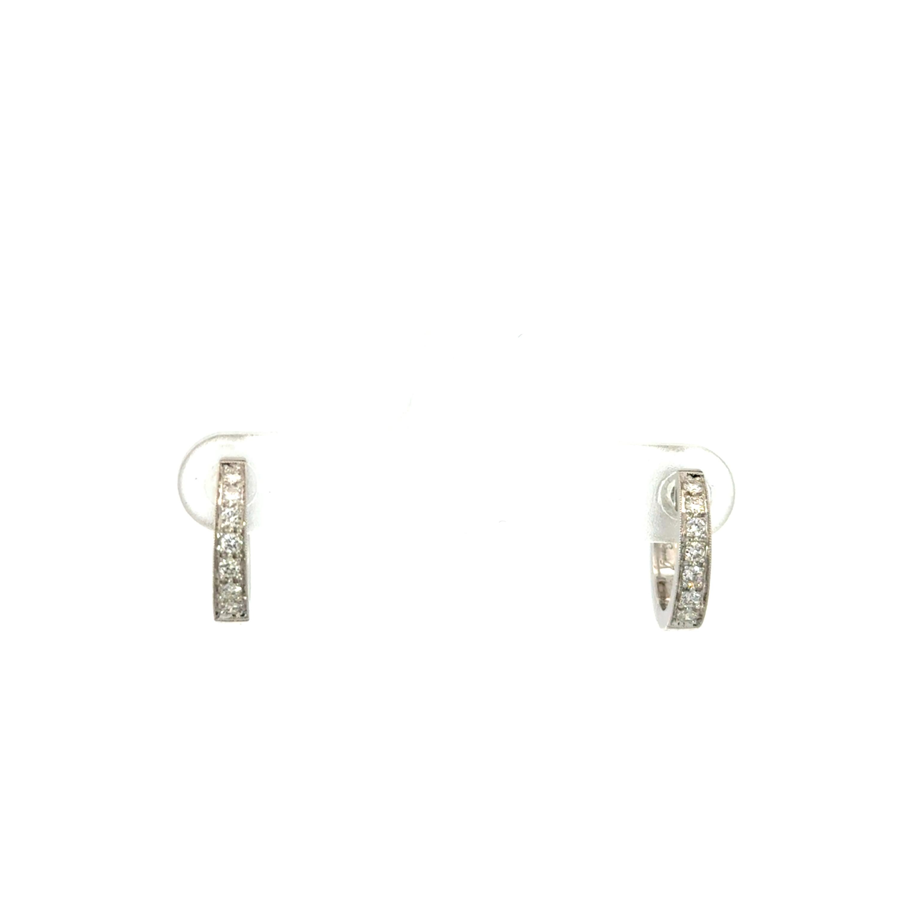 Diamond Huggies with Diamond Cross Dangles White Gold In Excellent Condition For Sale In Dallas, TX
