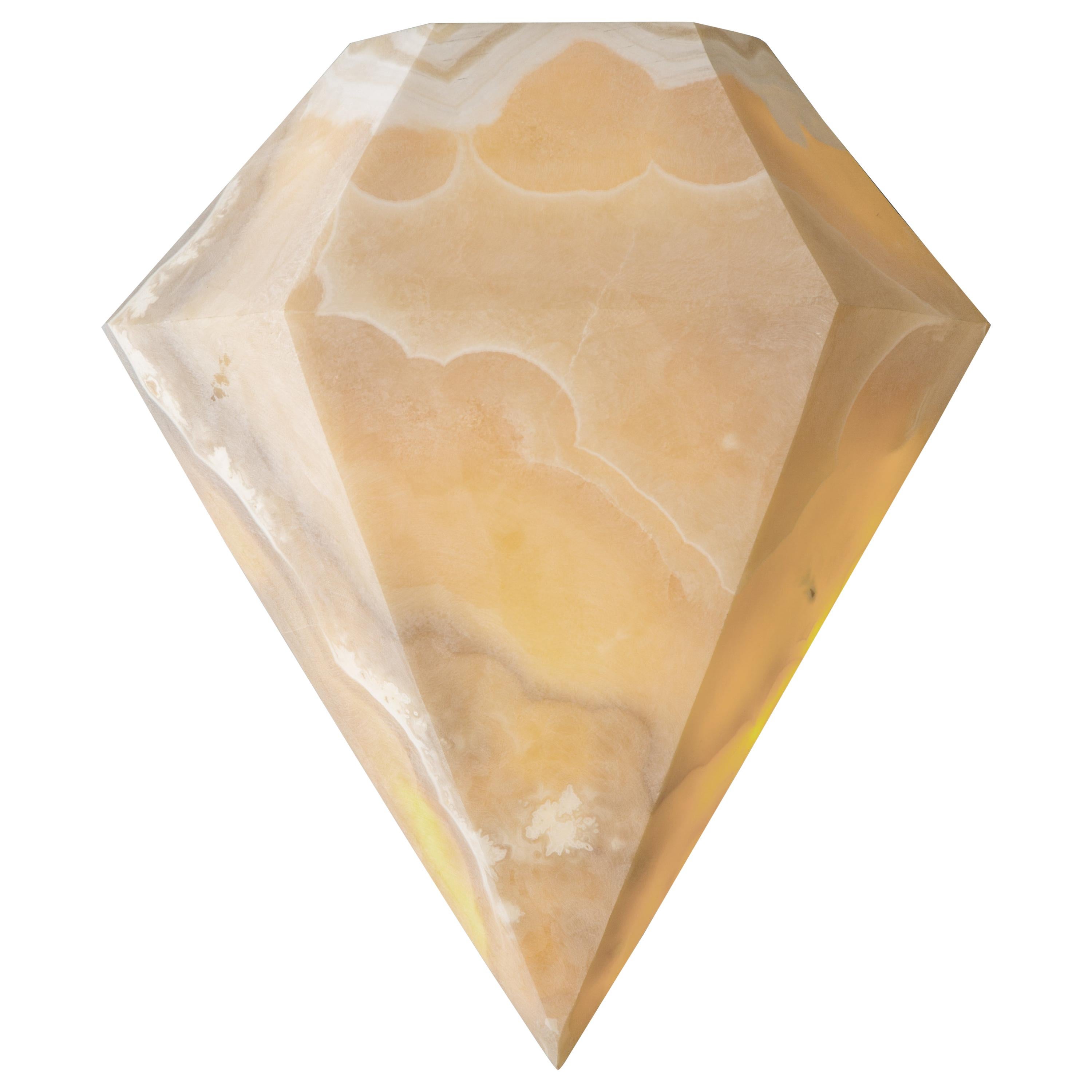 Diamond I, Alabaster Sconce Sculpted by Omar Chakil