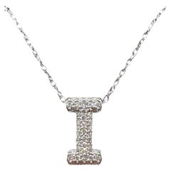 Diamond I Initial Necklace 10kt White Gold 0.15ctw GH VS SI New