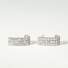 Natural Diamond Iced Out Huggie Hoop Earrings in 18K White Gold – VS E Color