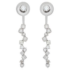 Diamond Iceicle Earrings in 18k White Gold, 1.28 Carats in Diamonds
