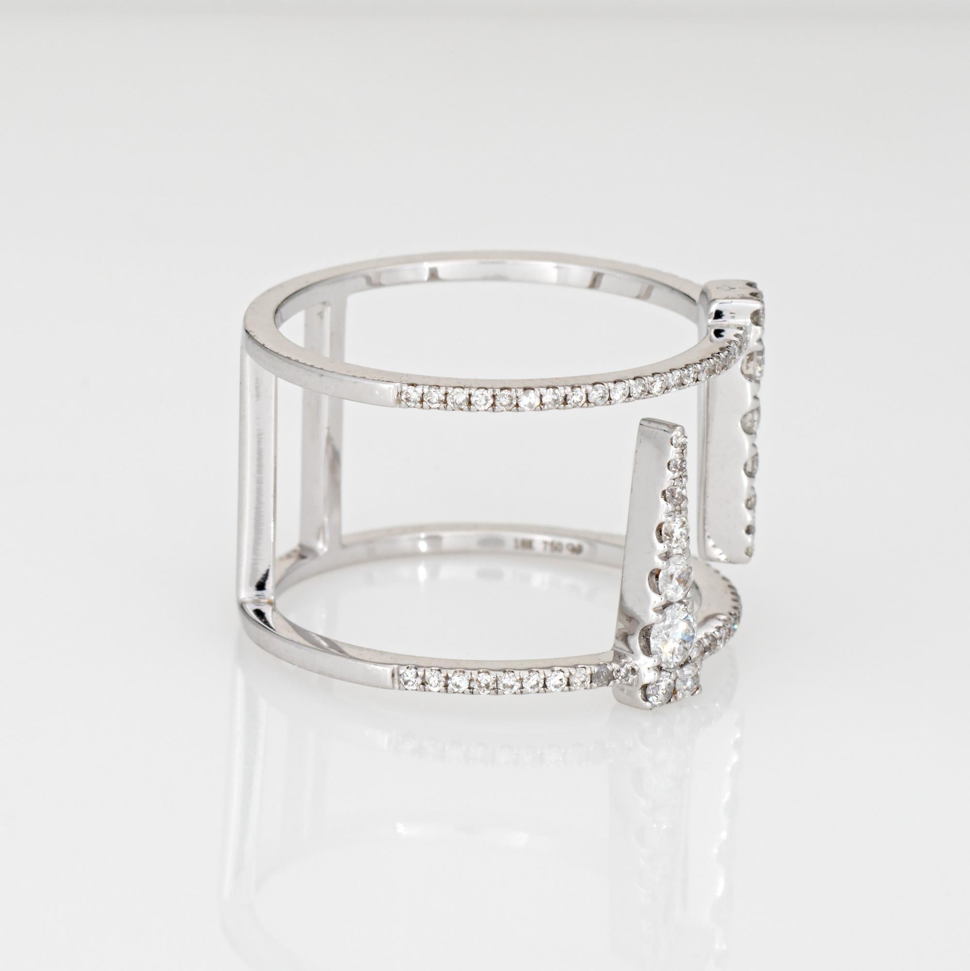 Contemporary Diamond Icicle Ring Sz 5.75 18k White Gold Estate Fine Abstract Jewelry For Sale