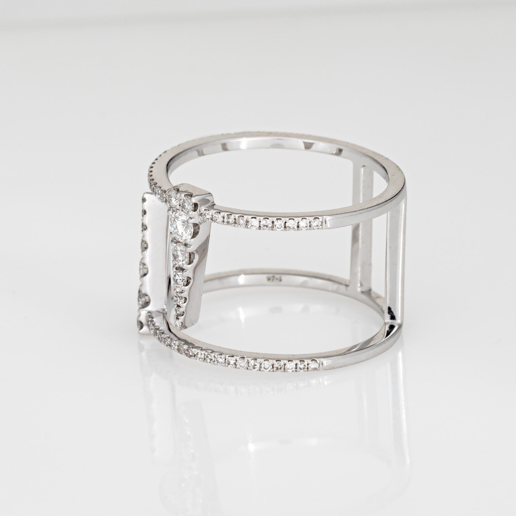 Round Cut Diamond Icicle Ring Sz 5.75 18k White Gold Estate Fine Abstract Jewelry For Sale