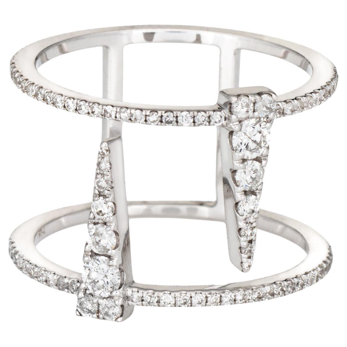 Diamond Icicle Ring Sz 5.75 18k White Gold Estate Fine Abstract Jewelry For Sale