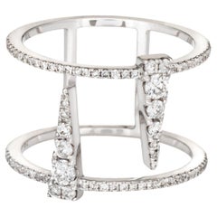 Diamond Icicle Ring Sz 5.75 18k White Gold Estate Fine Abstract Jewelry