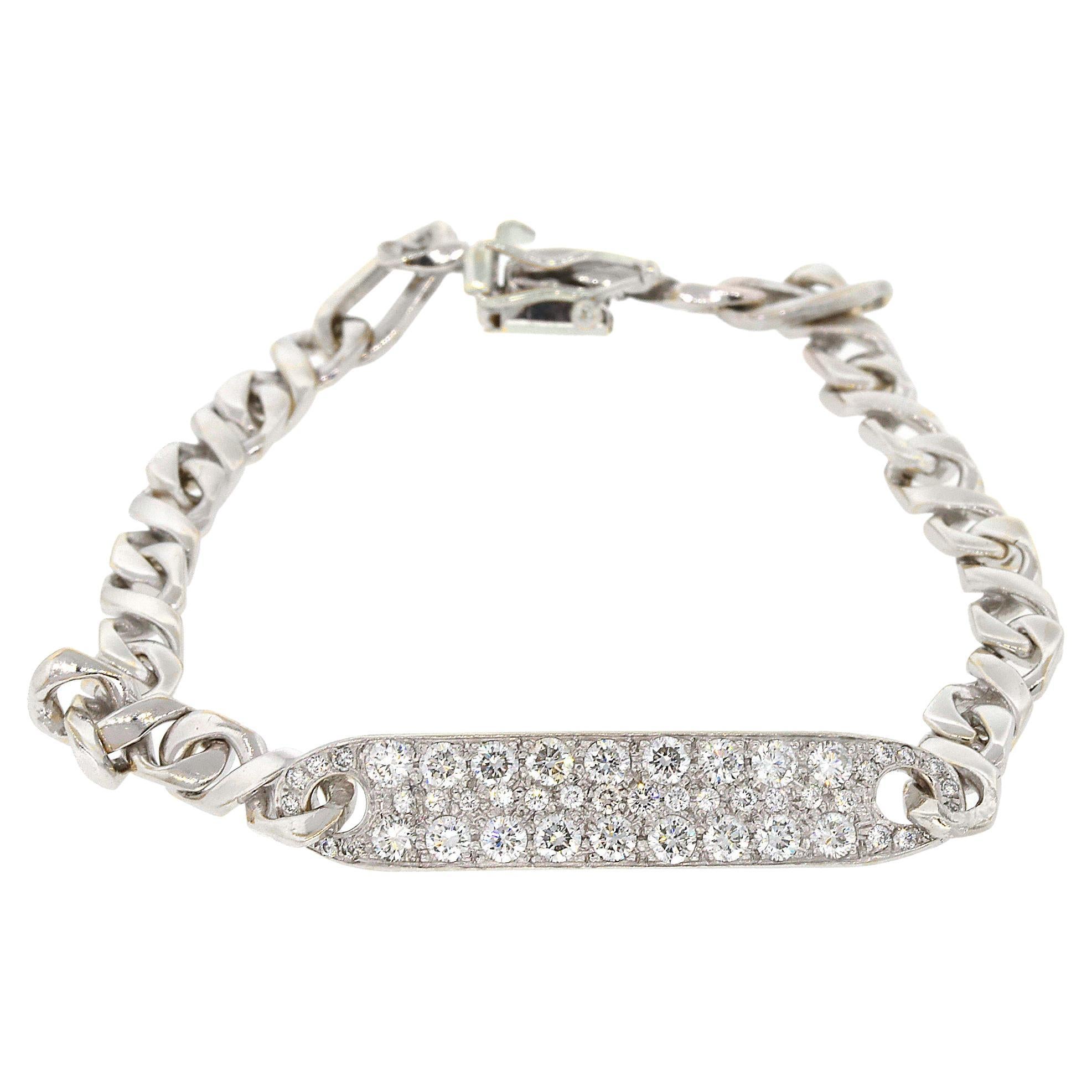 Diamond ID Bangle Chain Bracelet For Sale