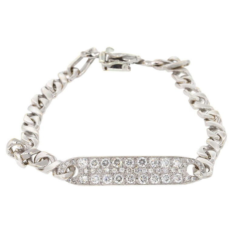 Diamond ID Bangle Chain Bracelet For Sale at 1stDibs