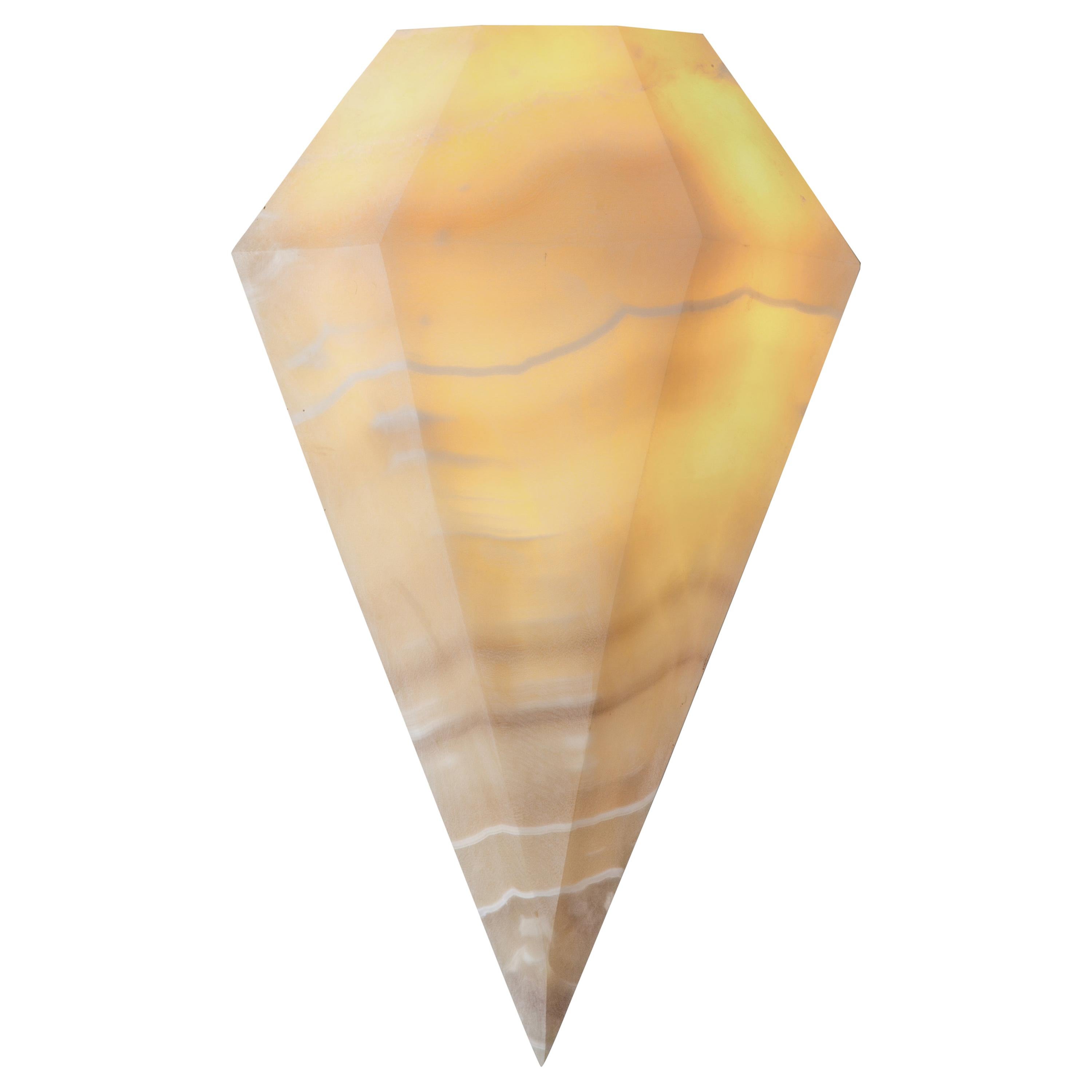 Diamond II, Alabaster Sconce Sculpted by Omar Chakil
