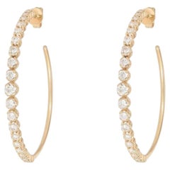 Diamond Illusion 14K (or 18k upon request) Yellow Gold Large Hoop Earrings