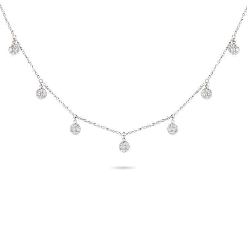 Diamond Illusion Charm Necklace in 18K White Gold