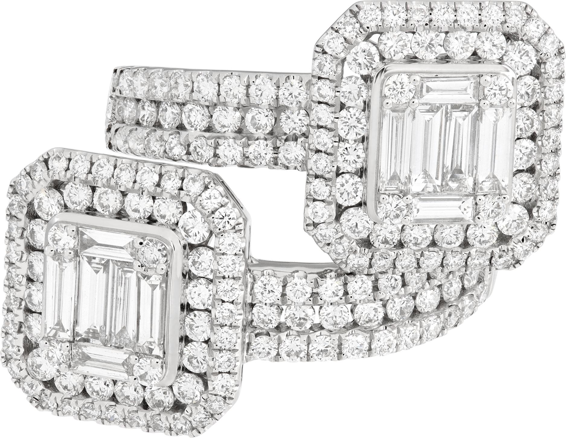 Women's or Men's Diamond Illusion White Gold Cluster Ring For Sale
