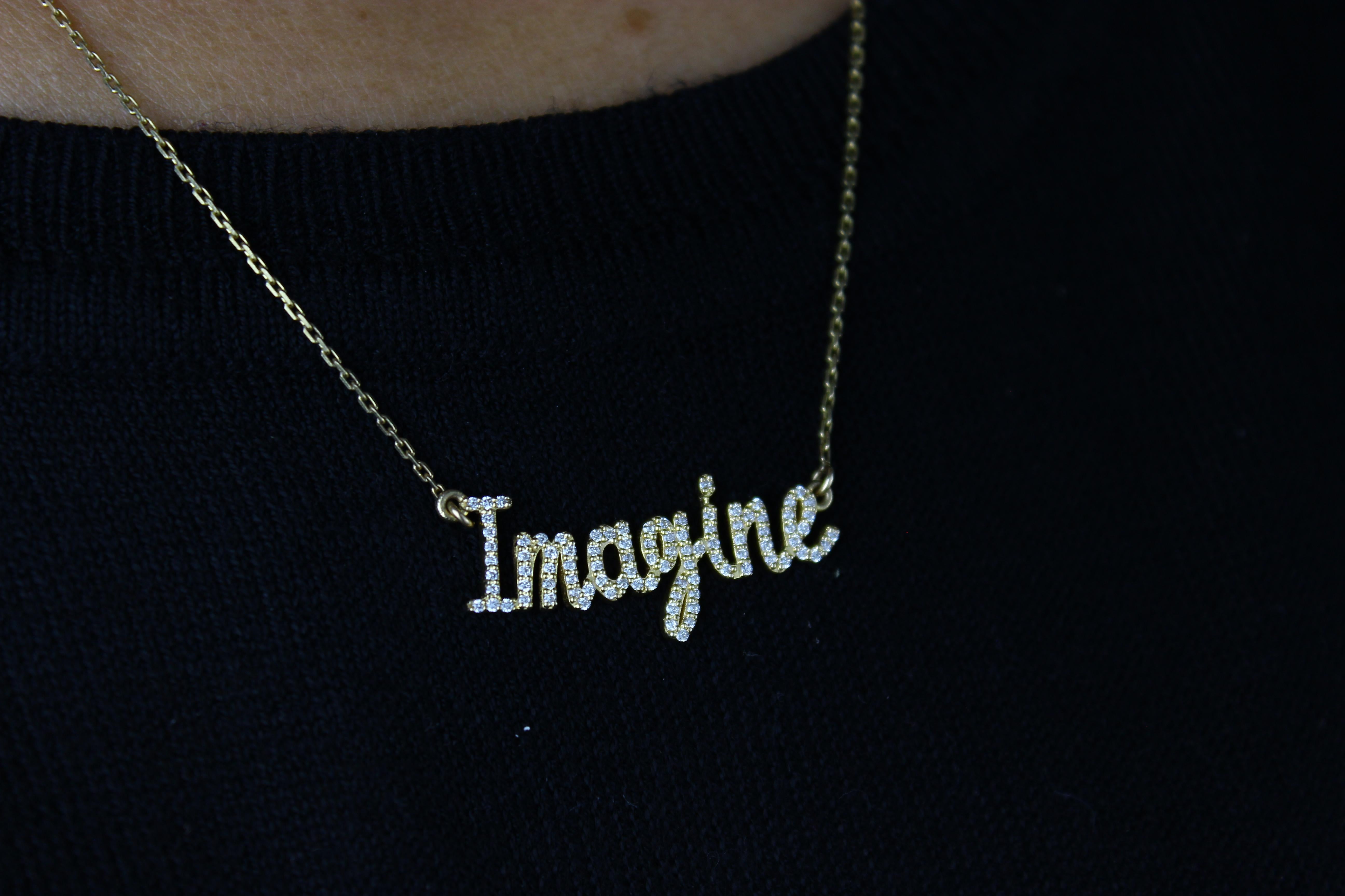 Diamond Imagine Pendant Necklace in 18k Solid Gold For Sale 3