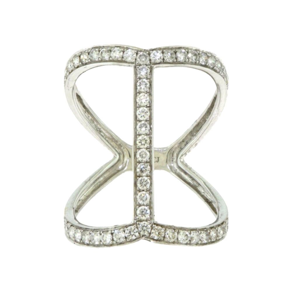 Diamond in 18 Karat White Gold Long Finger Ring