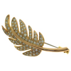 Diamond in 18 Karat Rose Gold Encrusted Leaf Brooch/Pin