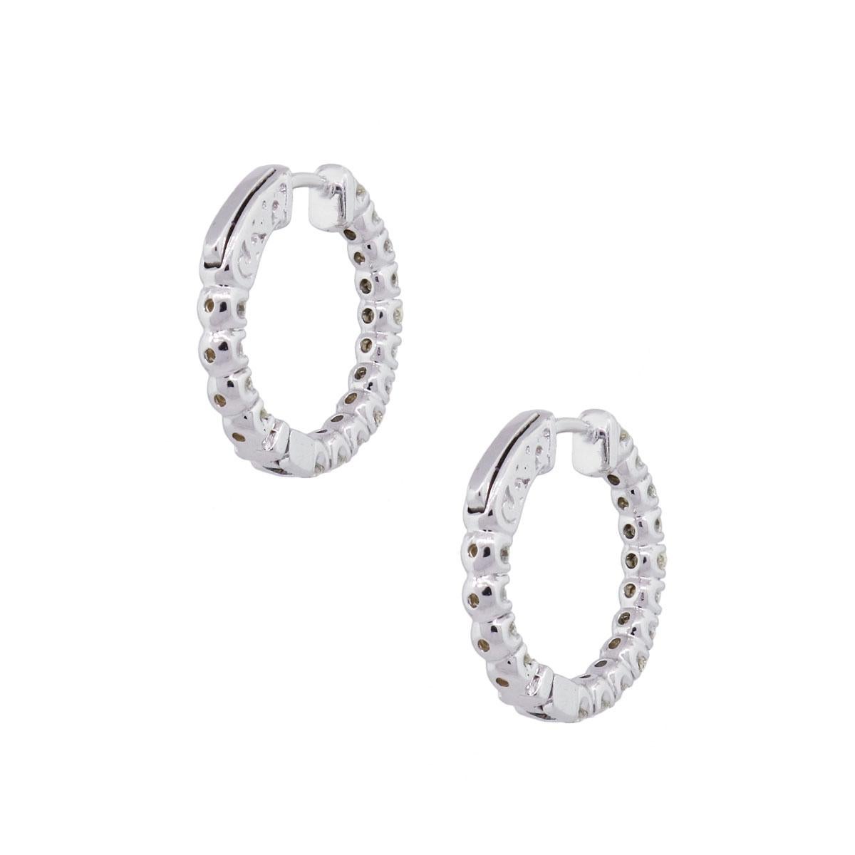 Round Cut Diamond In and Out Hoop Earrings