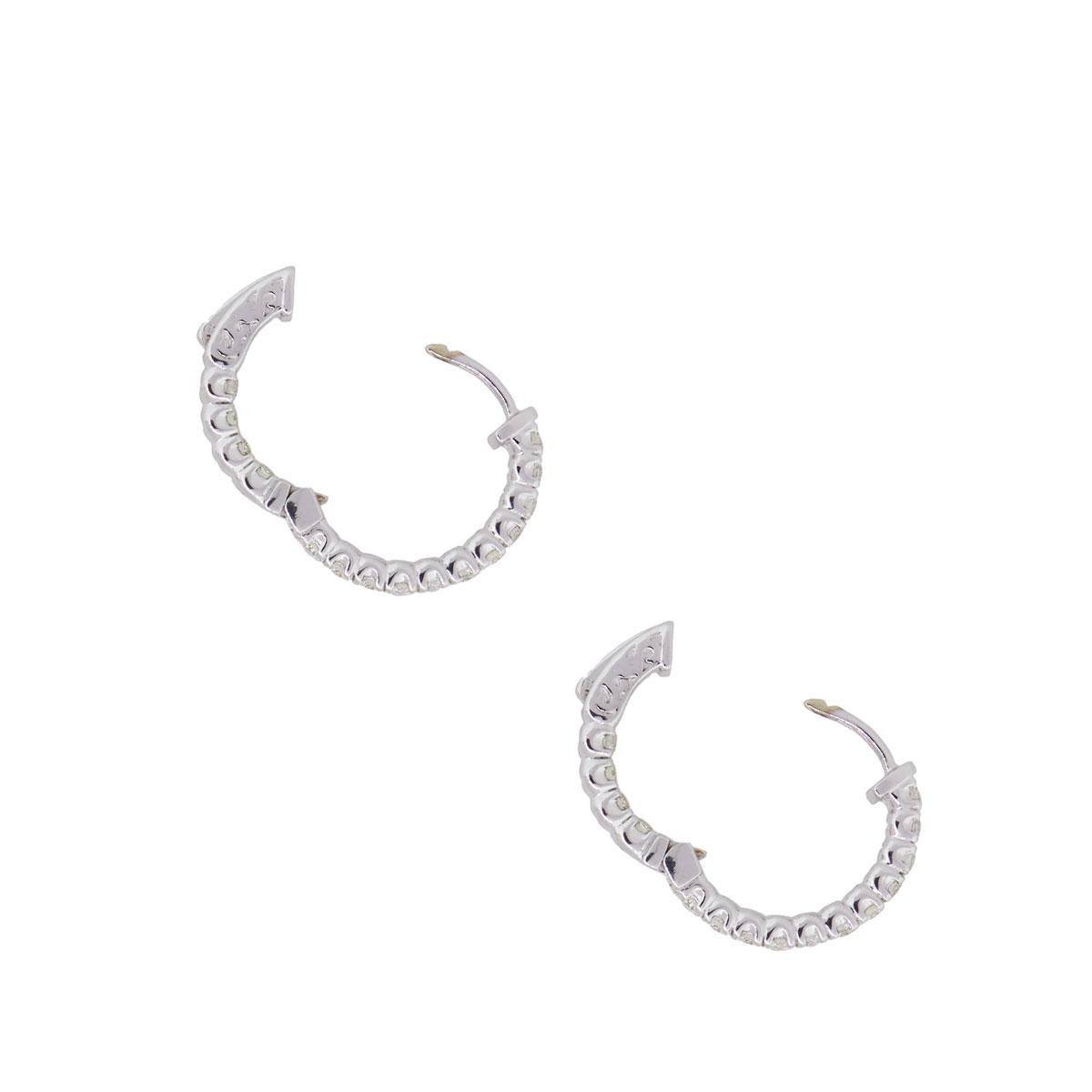 Diamond In and Out Hoop Earrings In Excellent Condition In Boca Raton, FL