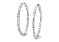 Diamond In-and-Out Hoop Earrings Mined Round Brilliant 1.75ct 18K Brand New