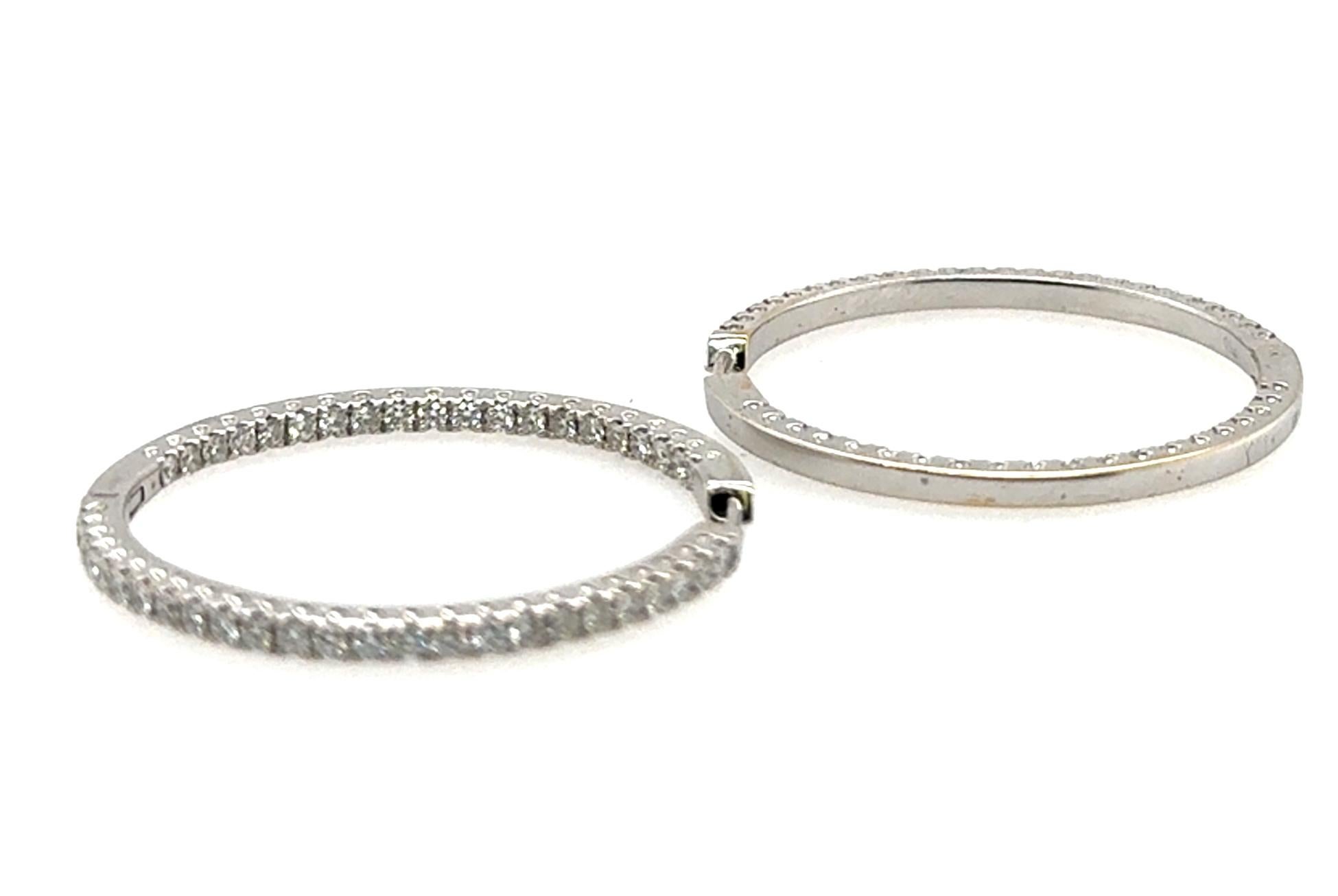 Pendientes de aro con diamantes en bruto Mined Round Brilliant 1,75 ct 18K a estrenar Corte redondo en venta