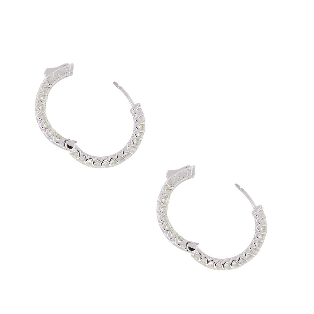 Diamond In and Out Hoop Earrings In Good Condition In Boca Raton, FL