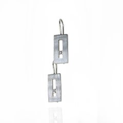 Diamond in White Gold Suspended Rectangle Earrings