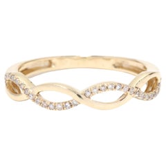 Diamond Infinity Band Ring, 10K Yellow Gold, Diamond Wedding Band