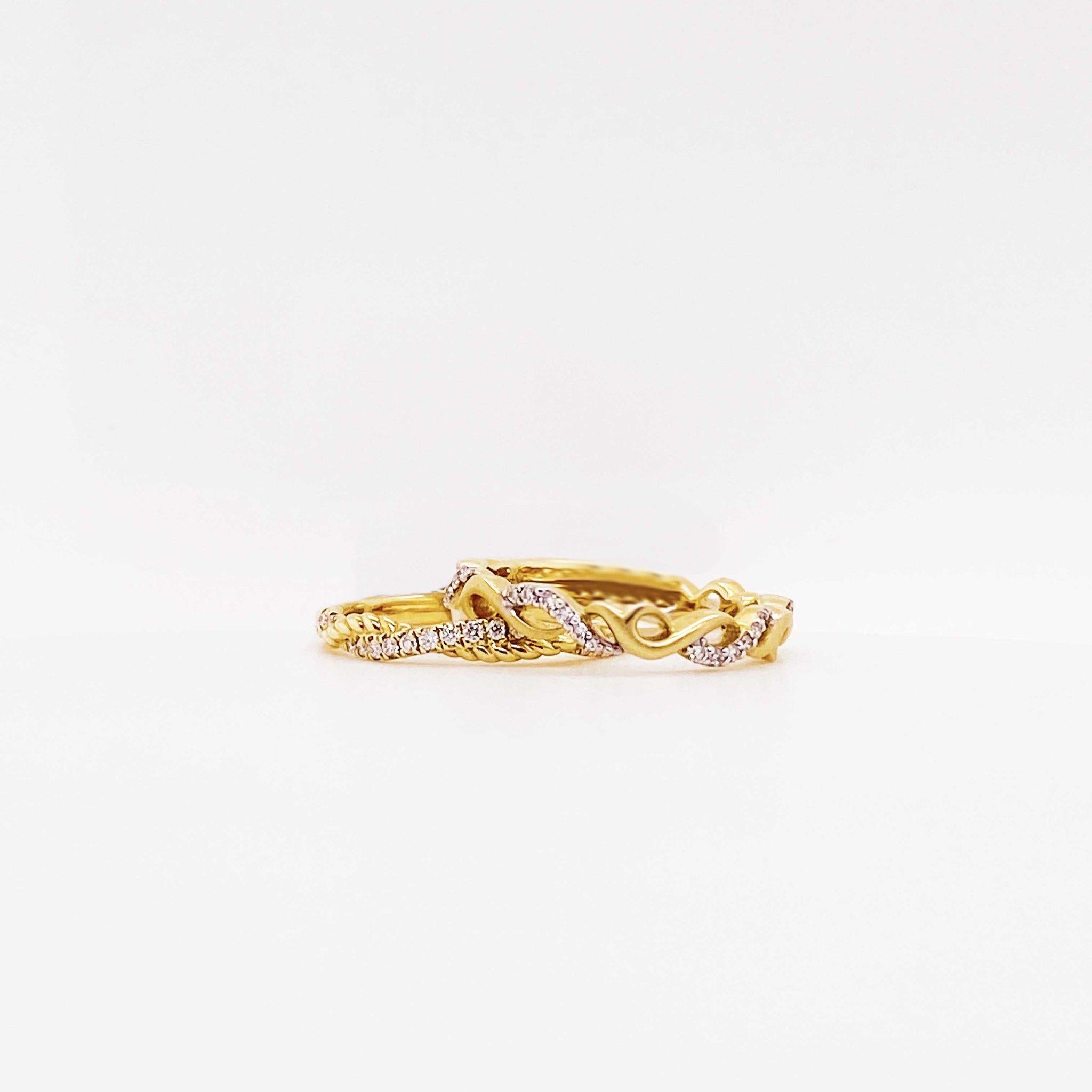 Diamant Unendlichkeit Designer Band 14 Karat Gold Stapelbarer Diamant Ehering (Moderne) im Angebot
