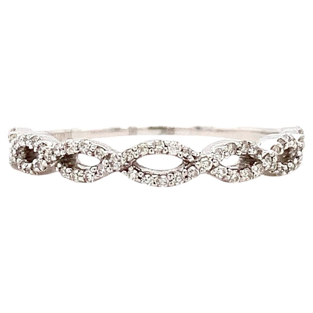 Diamond infinity eternity pave fashion stacking ring white gold
