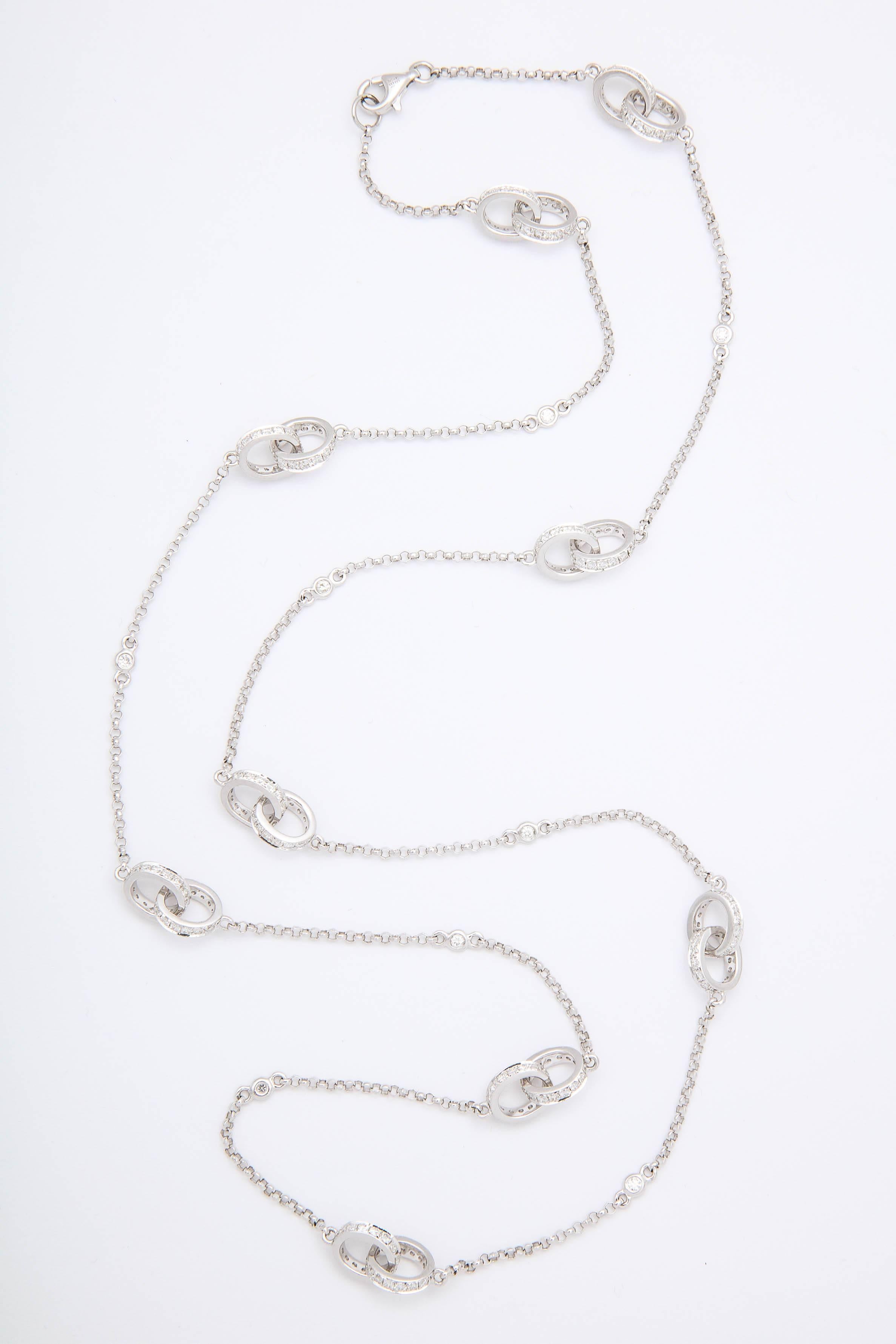 Diamond Infinity Link Diamond by Yard Chain Necklace In New Condition In New York, NY