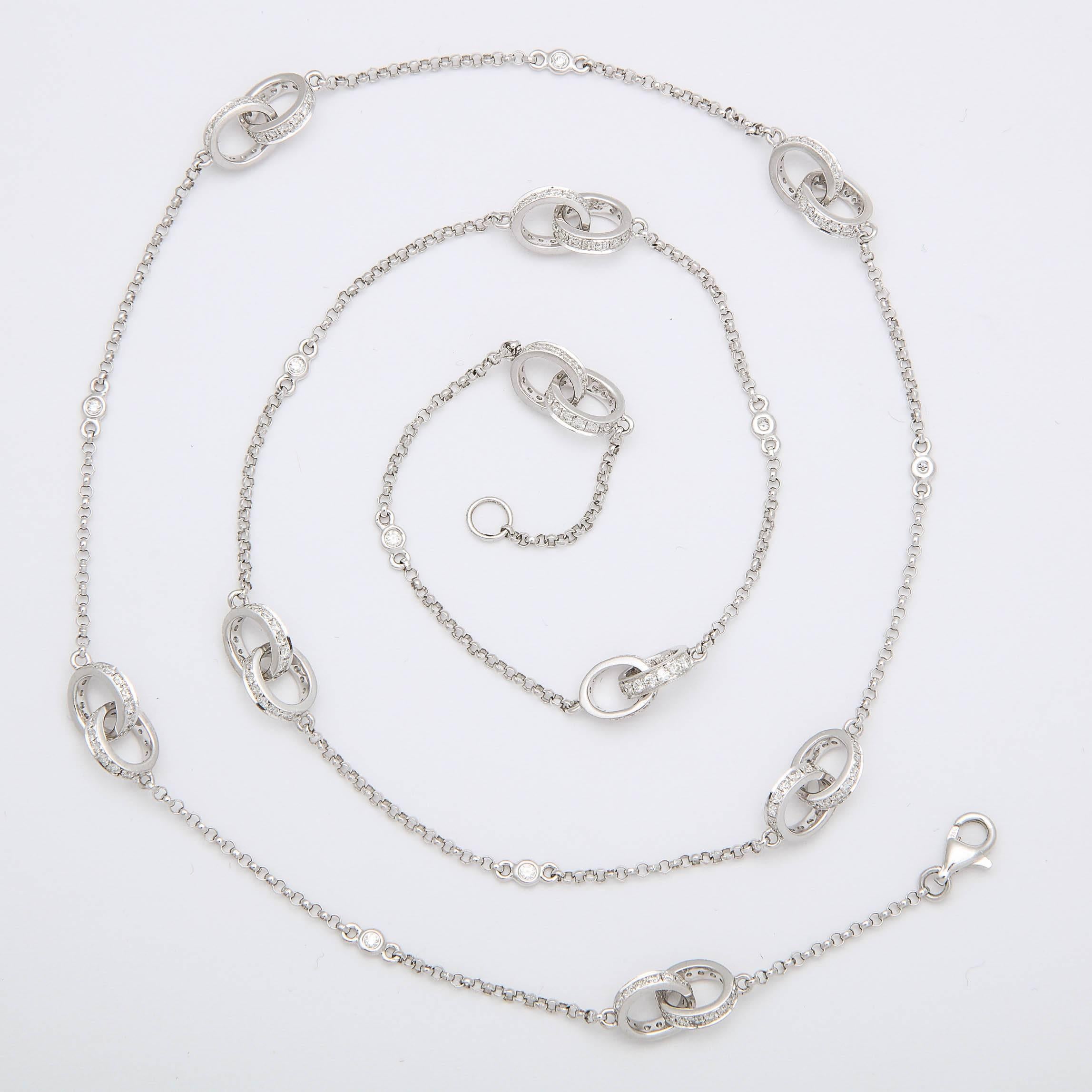 Women's or Men's Diamond Infinity Link Diamond by Yard Chain Necklace