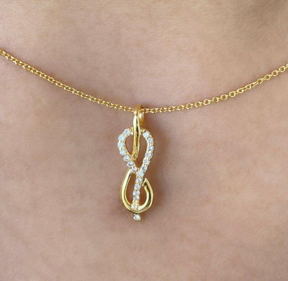 Diamond Infinity Necklace 14k Solid Gold Diamond Necklace Promise Necklace NS8
Light weight can be worn everyday

Additional information:
Condition: New without tags: A brand-new, unused, and unworn item (including handmade items) that is not in