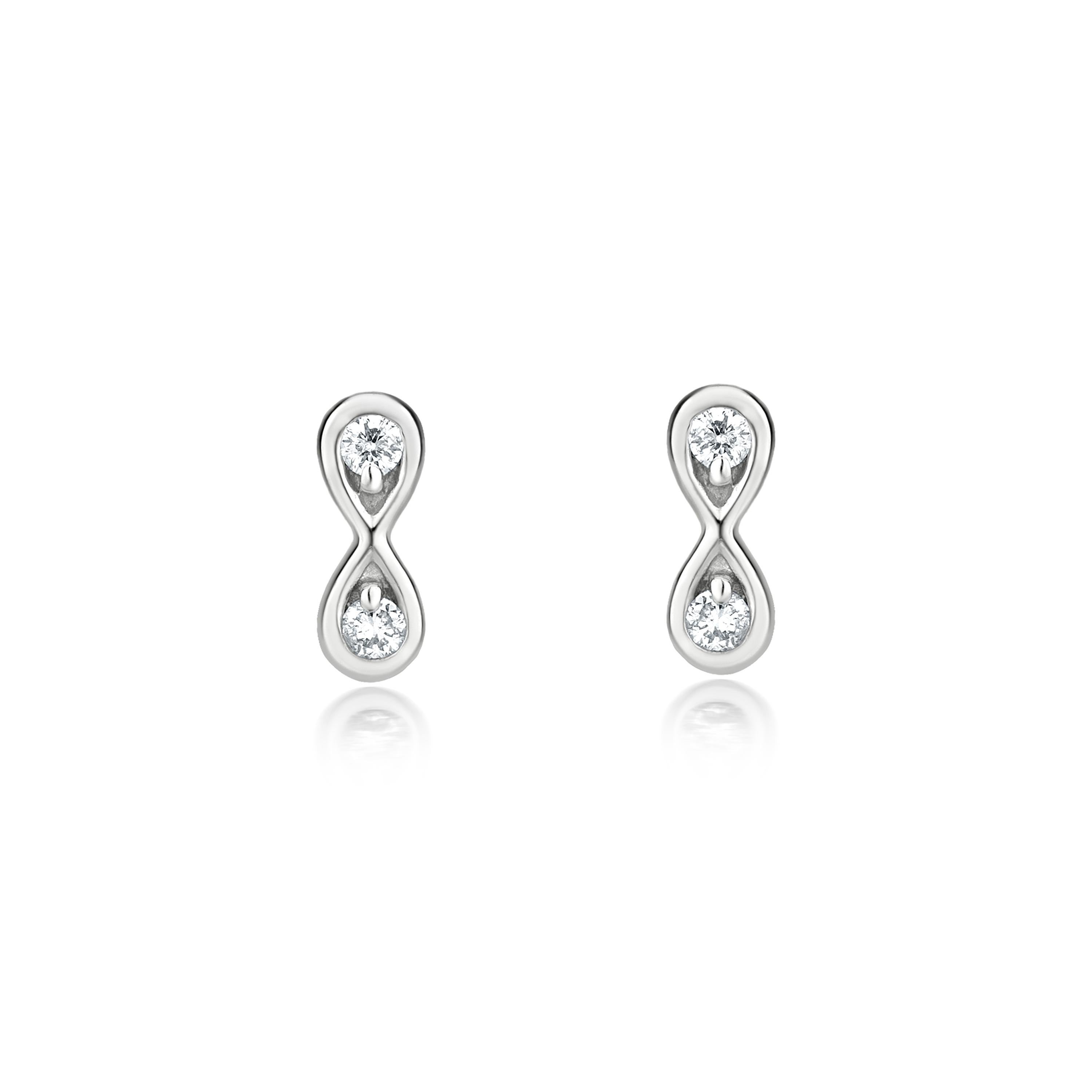 Grace your earlobes with Luxle Infinity stud a symbol of infinity affection and devotion to someone, something, or yourself. Subtle yet pretty this infinity stud earrings is the new fashion statement. These studs are crafted with 4 round cut
