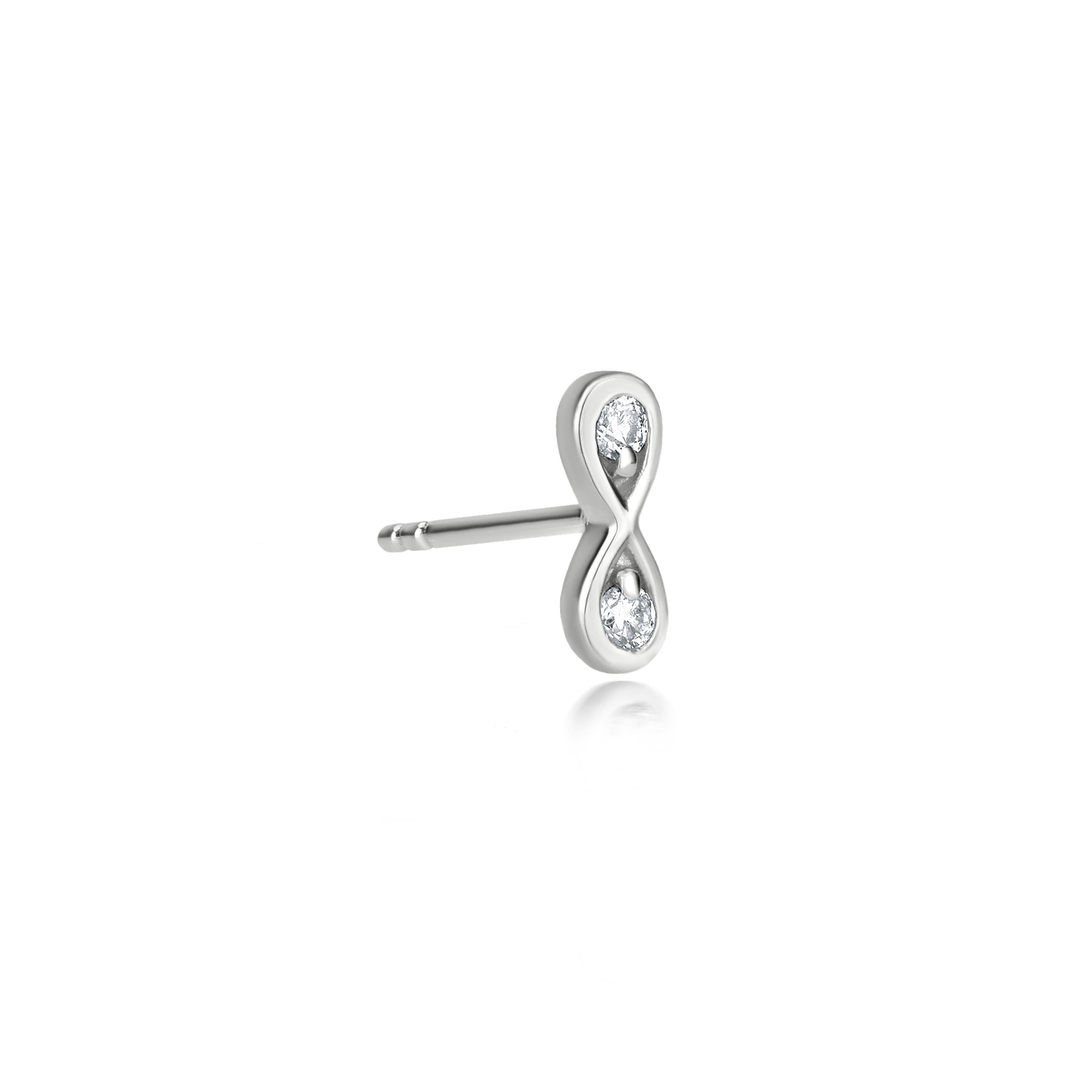 Contemporary Luxle Diamond Infinity Stud Earrings in 18k White Gold